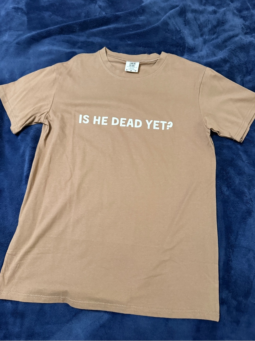 Is He Dead Yet? Men’s Shirt Comfort Colors Brown Graphic Tee MEDIUM